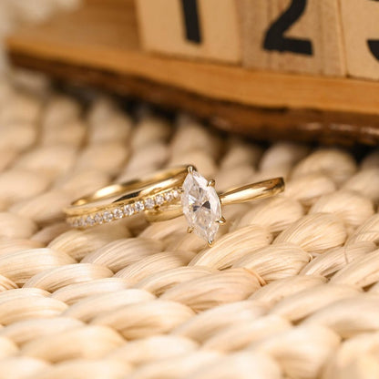 Marquise Cut Cluster Styled Lab Grown Diamond Bridal Ring Set