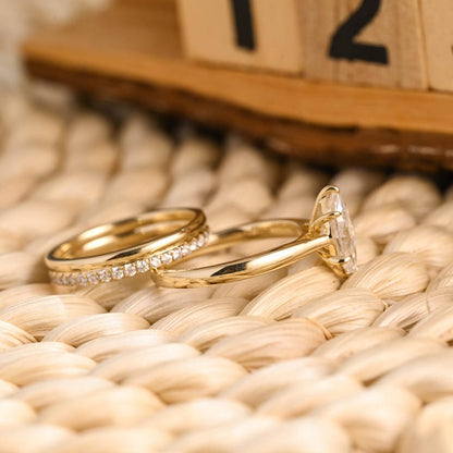 Marquise Cut Cluster Styled Lab Grown Diamond Bridal Ring Set