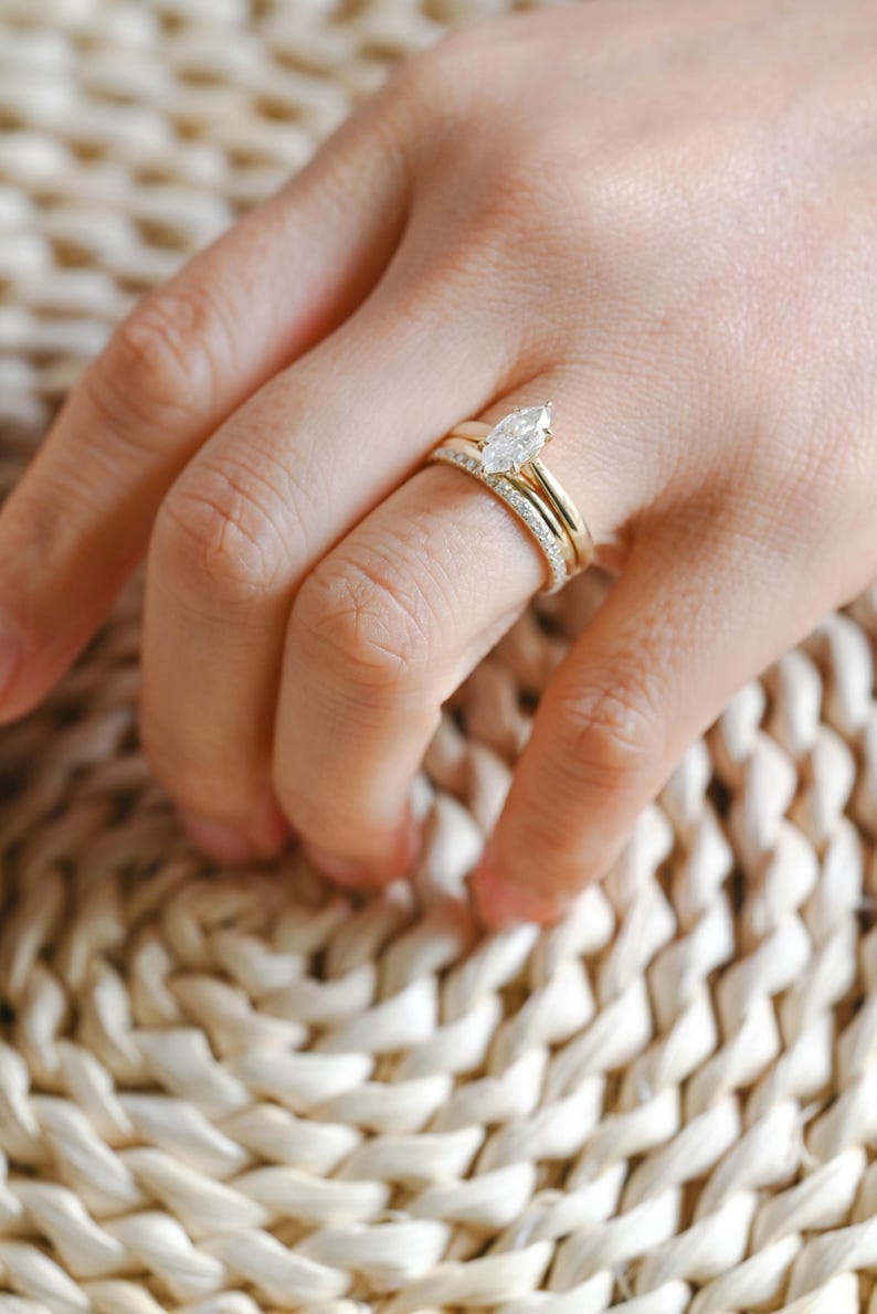 Marquise Cut Cluster Styled Lab Grown Diamond Bridal Ring Set