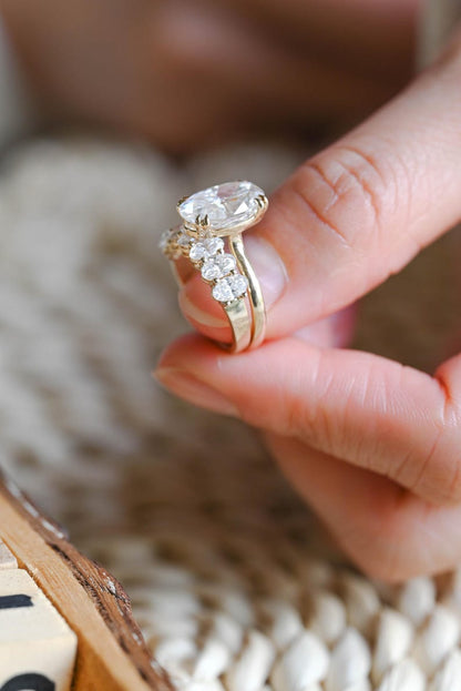 Marquise Cut Cluster Styled Lab Grown Diamond Bridal Ring Set