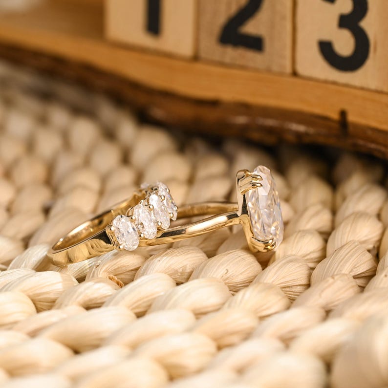 Marquise Cut Cluster Styled Lab Grown Diamond Bridal Ring Set