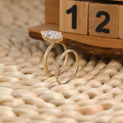 Marquise Cut Cluster Styled Lab Grown Diamond Bridal Ring Set