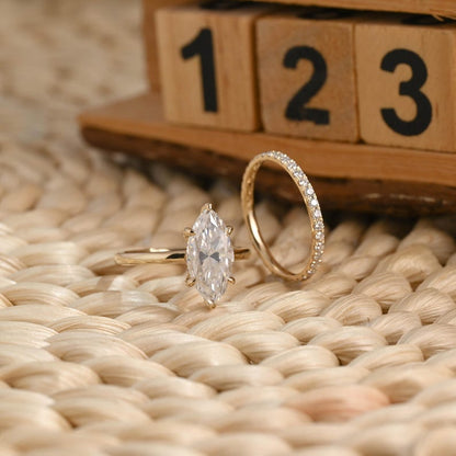 Marquise Cut Cluster Styled Lab Grown Diamond Bridal Ring Set