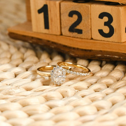 Marquise Cut Cluster Styled Lab Grown Diamond Bridal Ring Set