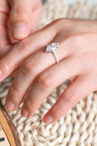 Marquise Cut Cluster Styled Lab Grown Diamond Engagement Ring