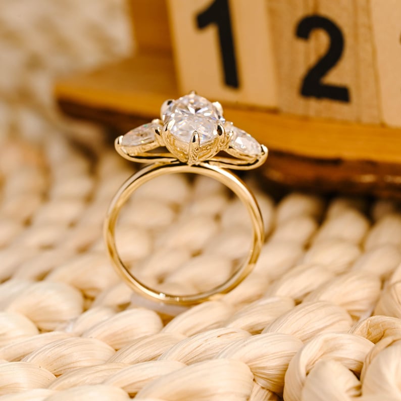 Marquise Cut Cluster Styled Lab Grown Diamond Engagement Ring