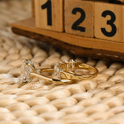 Marquise Cut Cluster Styled Lab Grown Diamond Bridal Ring Set