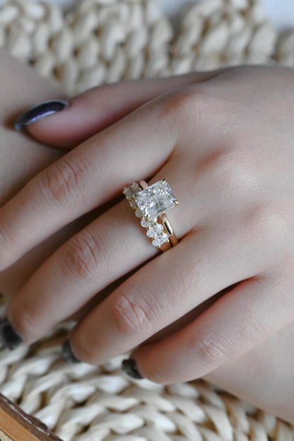 Marquise Cut Cluster Styled Lab Grown Diamond Bridal Ring Set