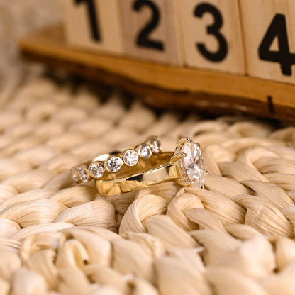 Marquise Cut Cluster Styled Lab Grown Diamond Bridal Ring Set
