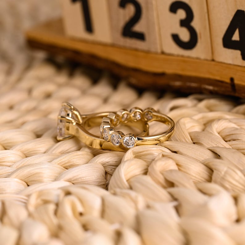 Marquise Cut Cluster Styled Lab Grown Diamond Bridal Ring Set