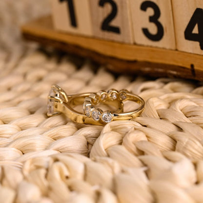 Marquise Cut Cluster Styled Lab Grown Diamond Bridal Ring Set