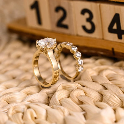 Marquise Cut Cluster Styled Lab Grown Diamond Bridal Ring Set