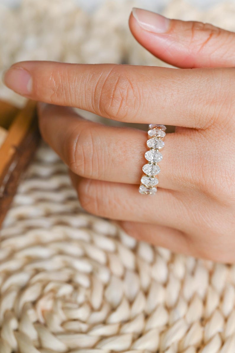 Marquise Cut Cluster Styled Lab Grown Wedding Band