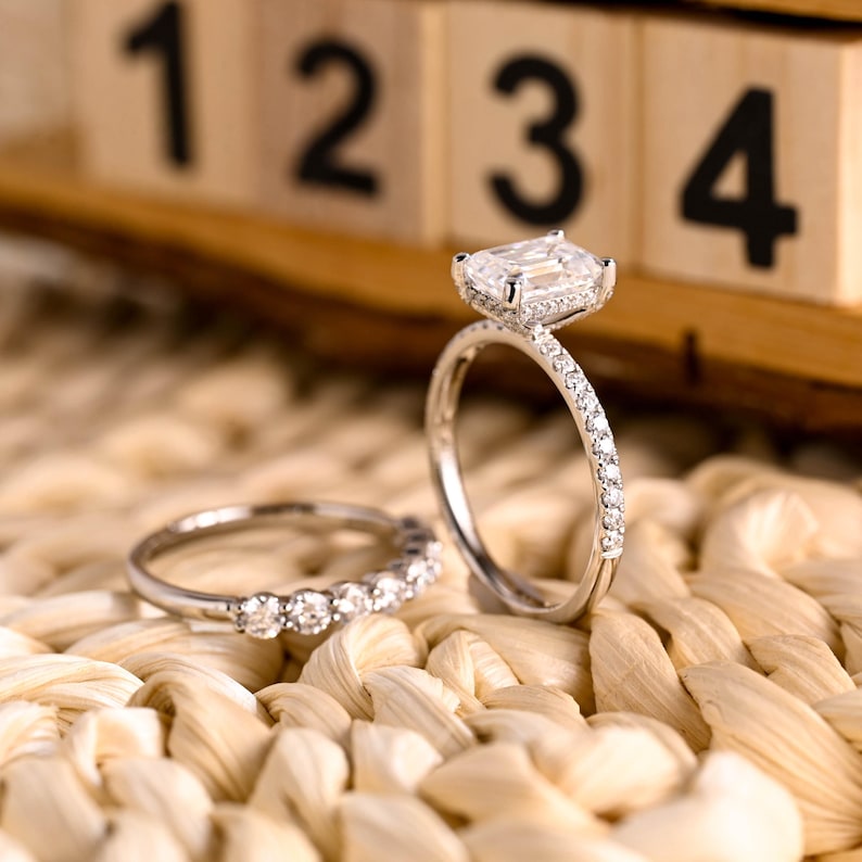 Marquise Cut Cluster Styled Lab Grown Diamond Bridal Ring Set