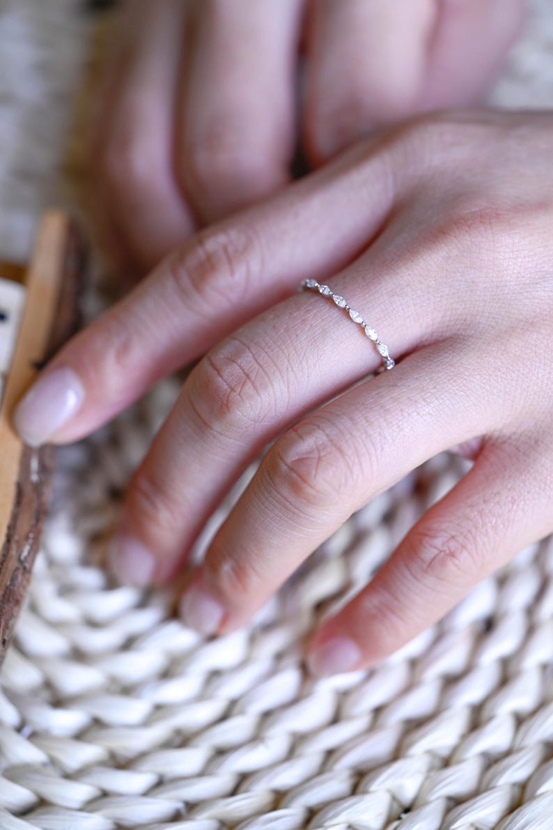 Marquise Cut Cluster Styled Lab Grown Wedding Band
