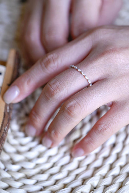 Marquise Cut Cluster Styled Lab Grown Wedding Band