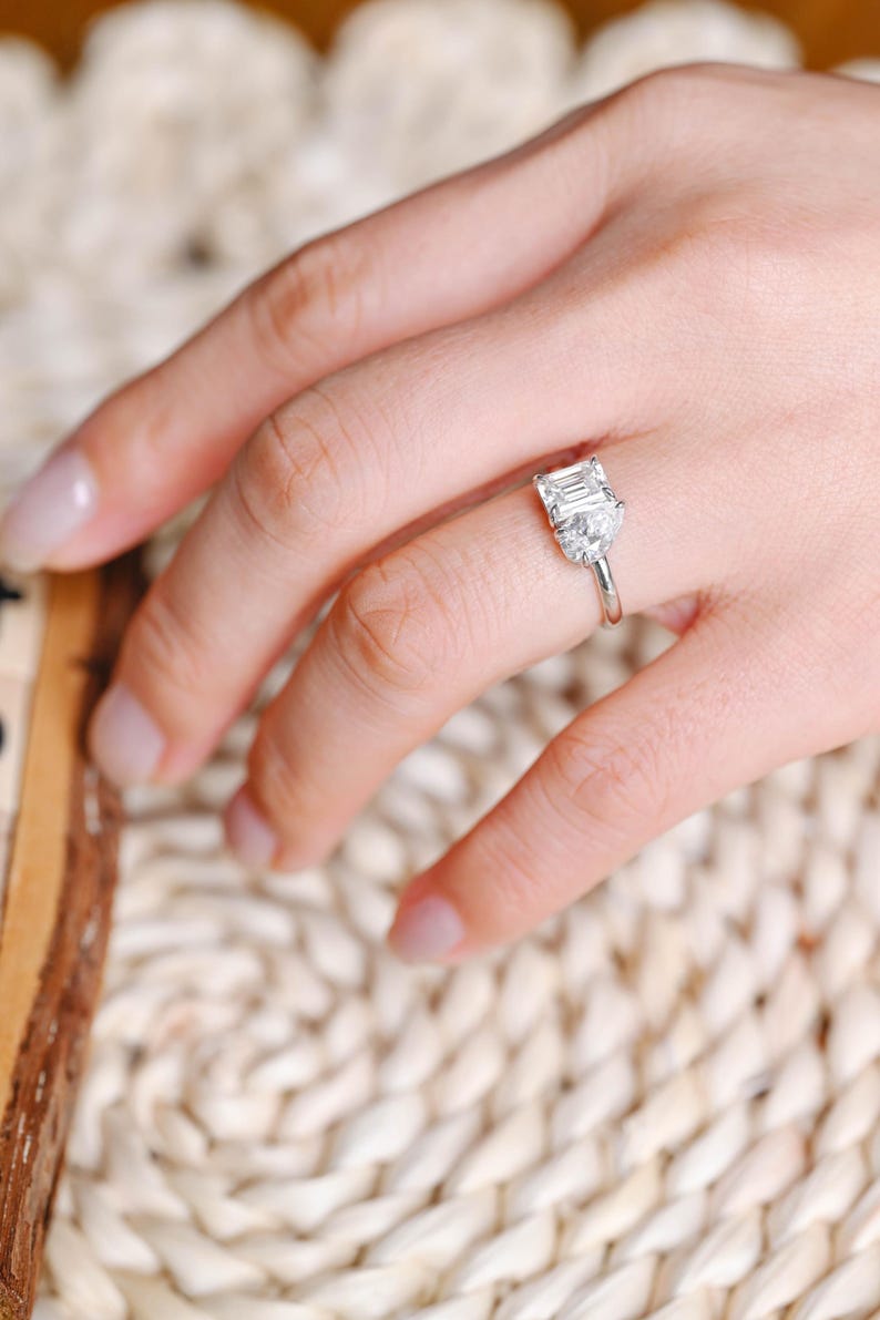 Marquise Cut Cluster Styled Lab Grown Diamond Engagement Ring