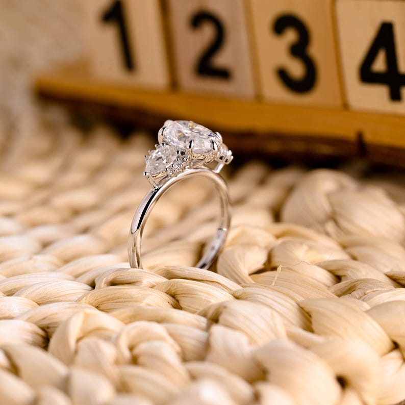 Marquise Cut Cluster Styled Lab Grown Diamond Engagement Ring