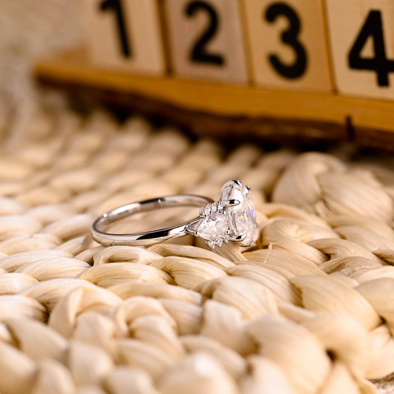 Marquise Cut Cluster Styled Lab Grown Diamond Engagement Ring