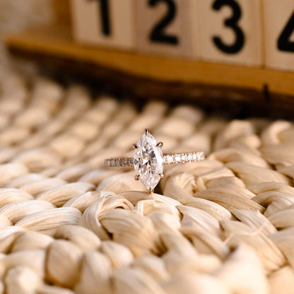 Marquise Cut Cluster Styled Lab Grown Diamond Engagement Ring