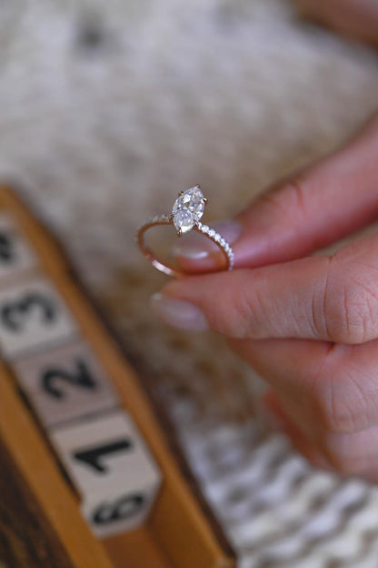 Marquise Cut Cluster Styled Lab Grown Diamond Engagement Ring