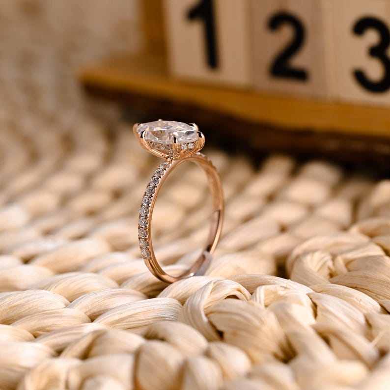 Marquise Cut Cluster Styled Lab Grown Diamond Engagement Ring