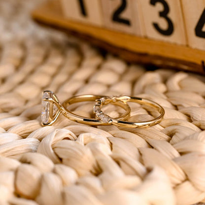 Marquise Cut Cluster Styled Lab Grown Diamond Bridal Ring Set