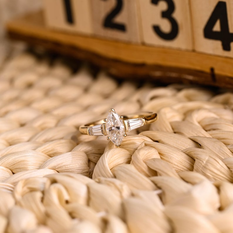 Marquise Cut Cluster Styled Lab Grown Diamond Engagement Ring