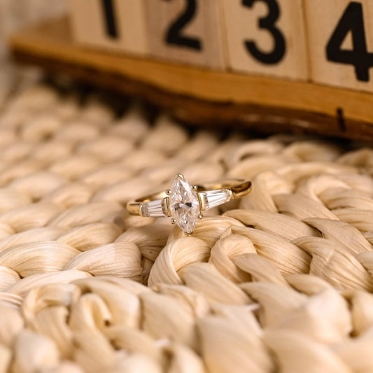Marquise Cut Cluster Styled Lab Grown Diamond Engagement Ring