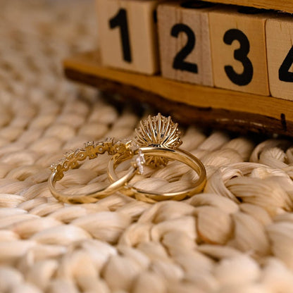 Marquise Cut Cluster Styled Lab Grown Diamond Bridal Ring Set
