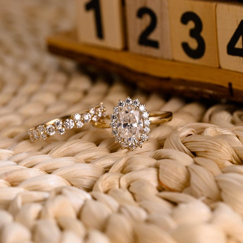 Marquise Cut Cluster Styled Lab Grown Diamond Bridal Ring Set