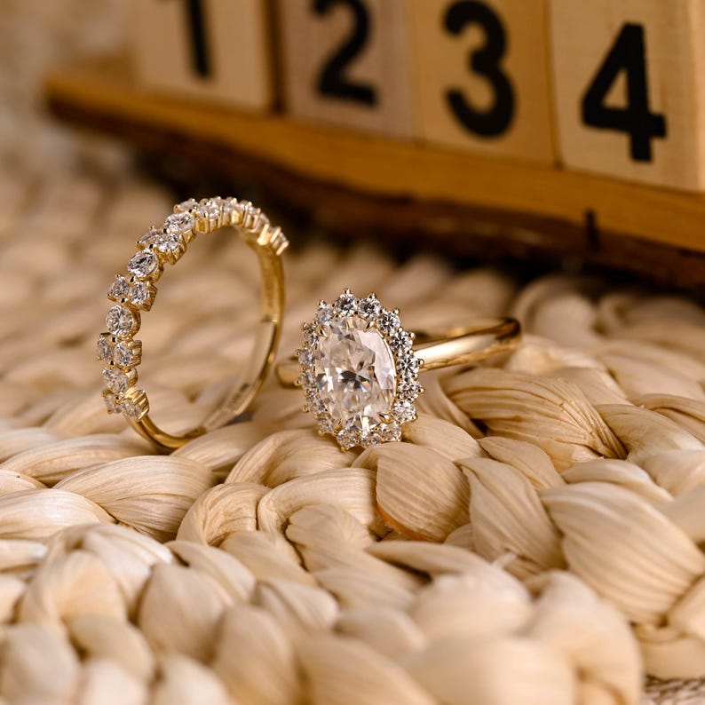 Marquise Cut Cluster Styled Lab Grown Diamond Bridal Ring Set