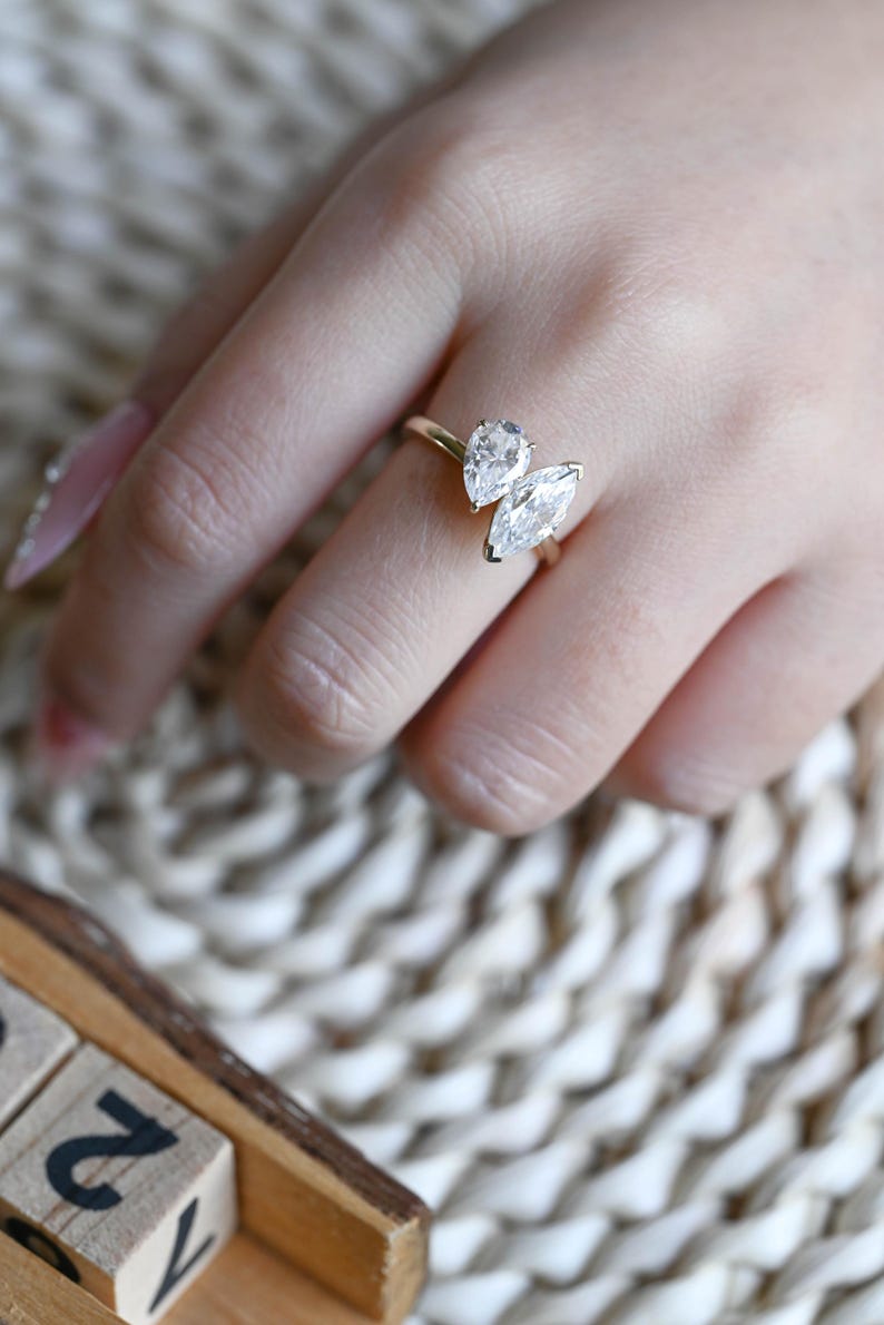 Marquise Cut Cluster Styled Lab Grown Diamond Engagement Ring