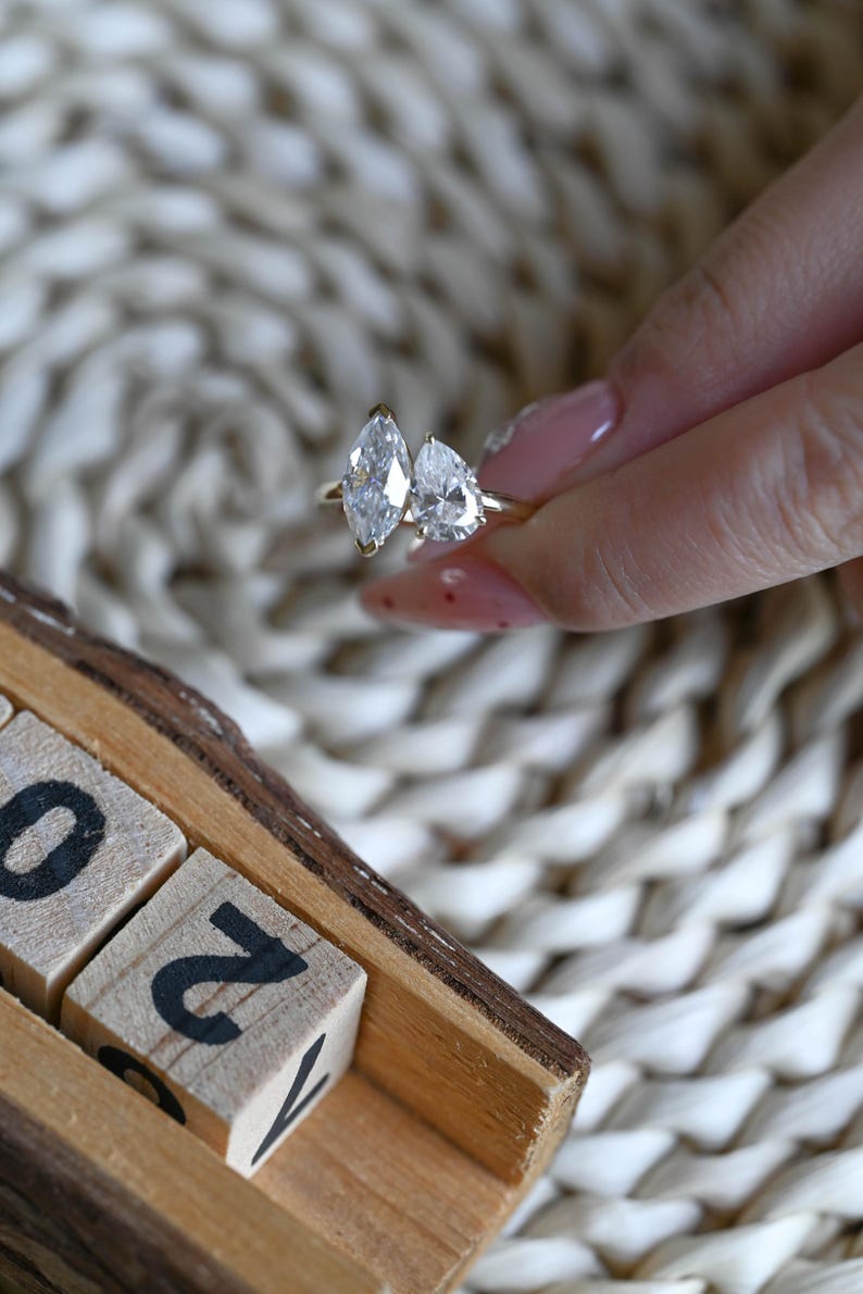 Marquise Cut Cluster Styled Lab Grown Diamond Engagement Ring