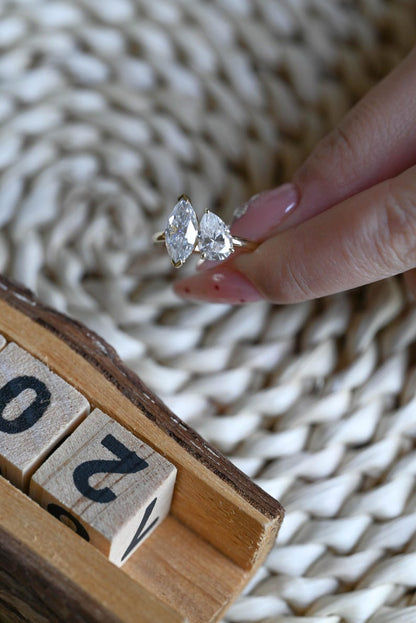Marquise Cut Cluster Styled Lab Grown Diamond Engagement Ring