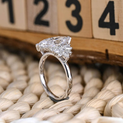 Marquise Cut Cluster Styled Lab Grown Diamond Engagement Ring