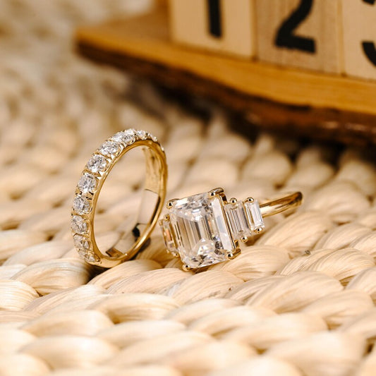 Marquise Cut Cluster Styled Lab Grown Diamond Bridal Ring Set