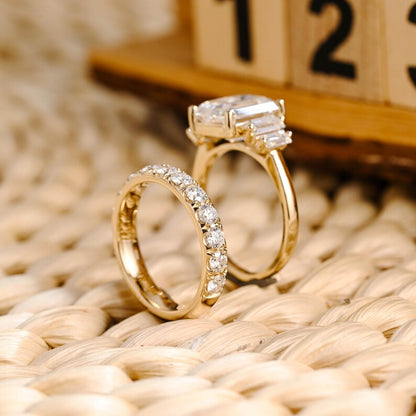 Marquise Cut Cluster Styled Lab Grown Diamond Bridal Ring Set