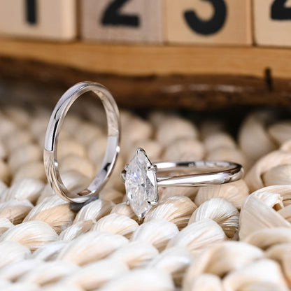 Marquise Cut Cluster Styled Lab Grown Diamond Bridal Ring Set