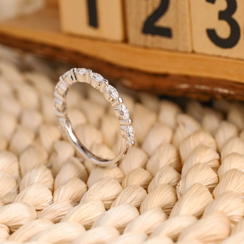 Marquise Cut Cluster Styled Lab Grown Wedding Band
