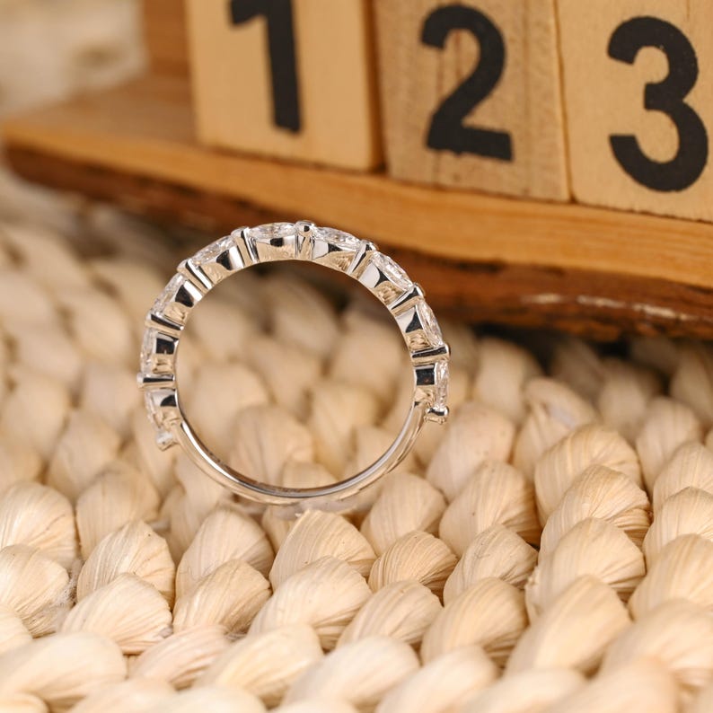 Marquise Cut Cluster Styled Lab Grown Wedding Band