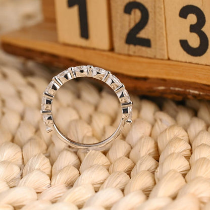 Marquise Cut Cluster Styled Lab Grown Wedding Band