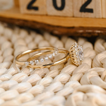 Marquise Cut Cluster Styled Lab Grown Diamond Bridal Ring Set
