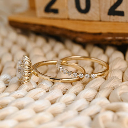 Marquise Cut Cluster Styled Lab Grown Diamond Bridal Ring Set