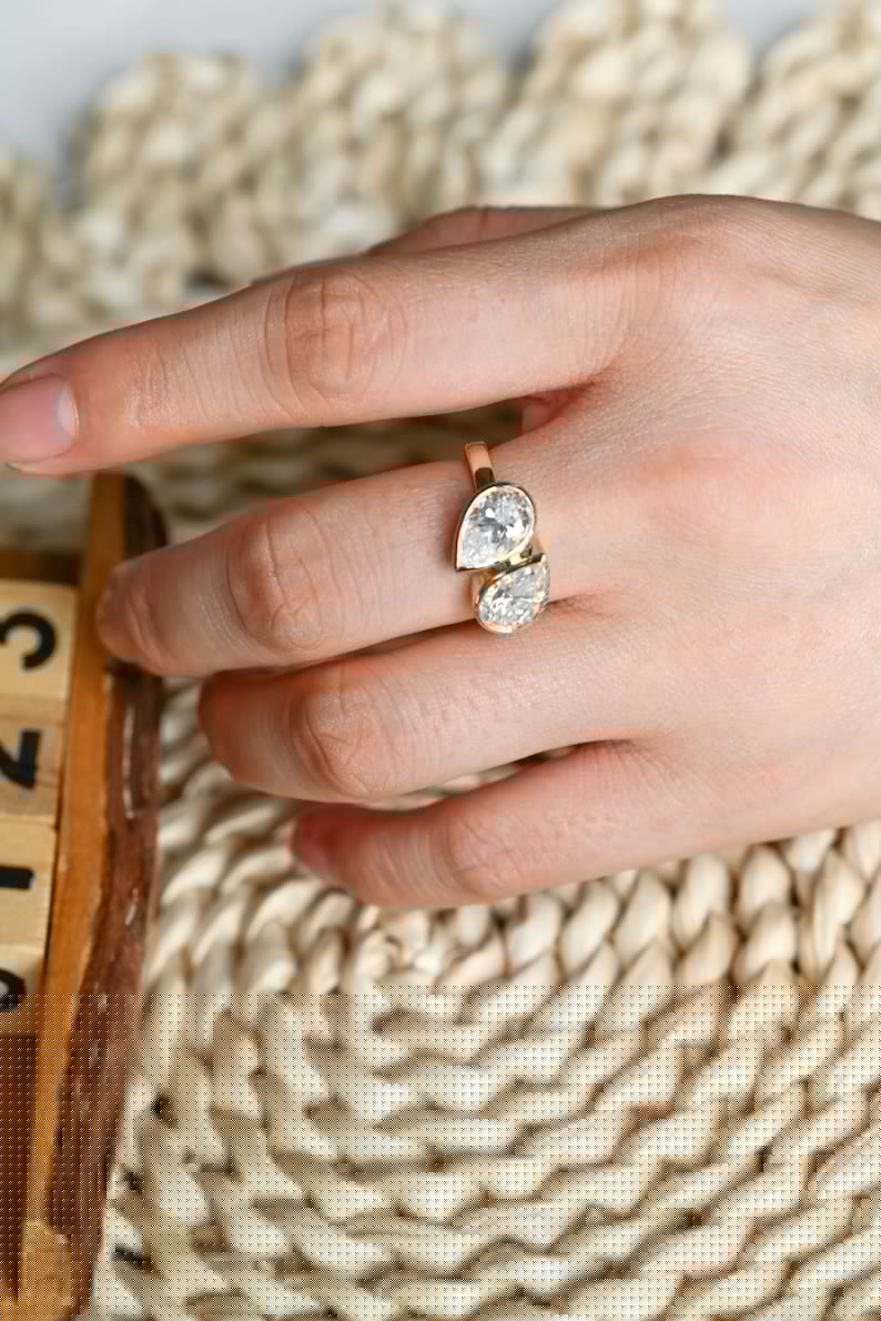 Marquise Cut Cluster Styled Lab Grown Diamond Engagement Ring