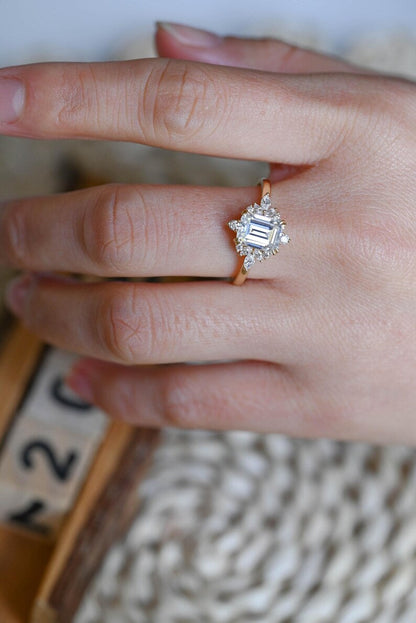 Marquise Cut Cluster Styled Lab Grown Diamond Engagement Ring