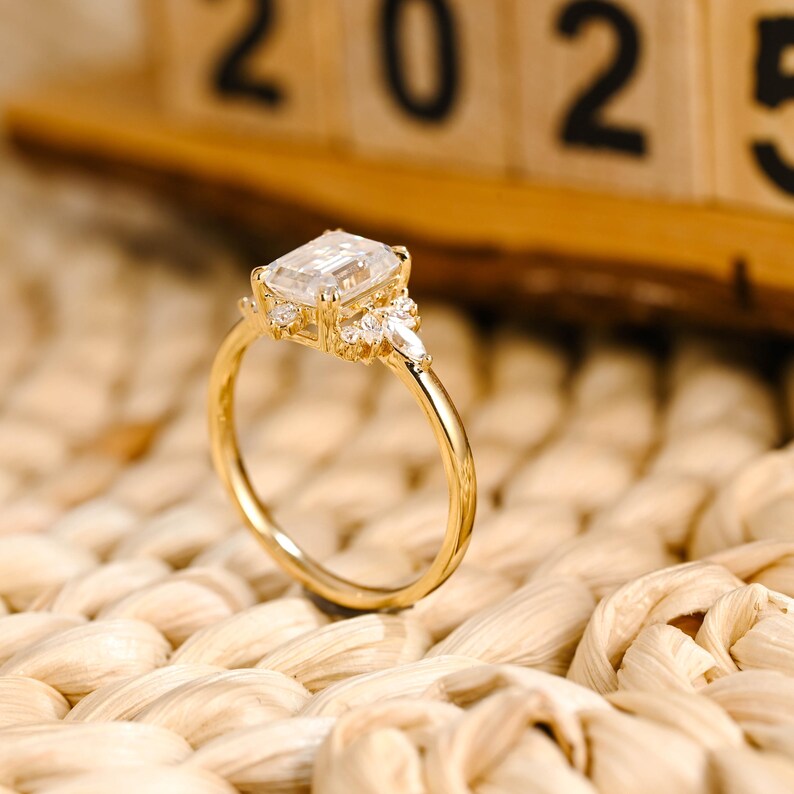 Marquise Cut Cluster Styled Lab Grown Diamond Engagement Ring