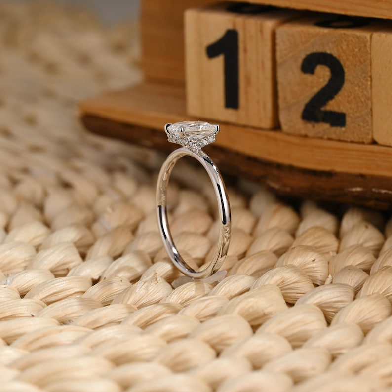 Marquise Cut Cluster Styled Lab Grown Diamond Engagement Ring