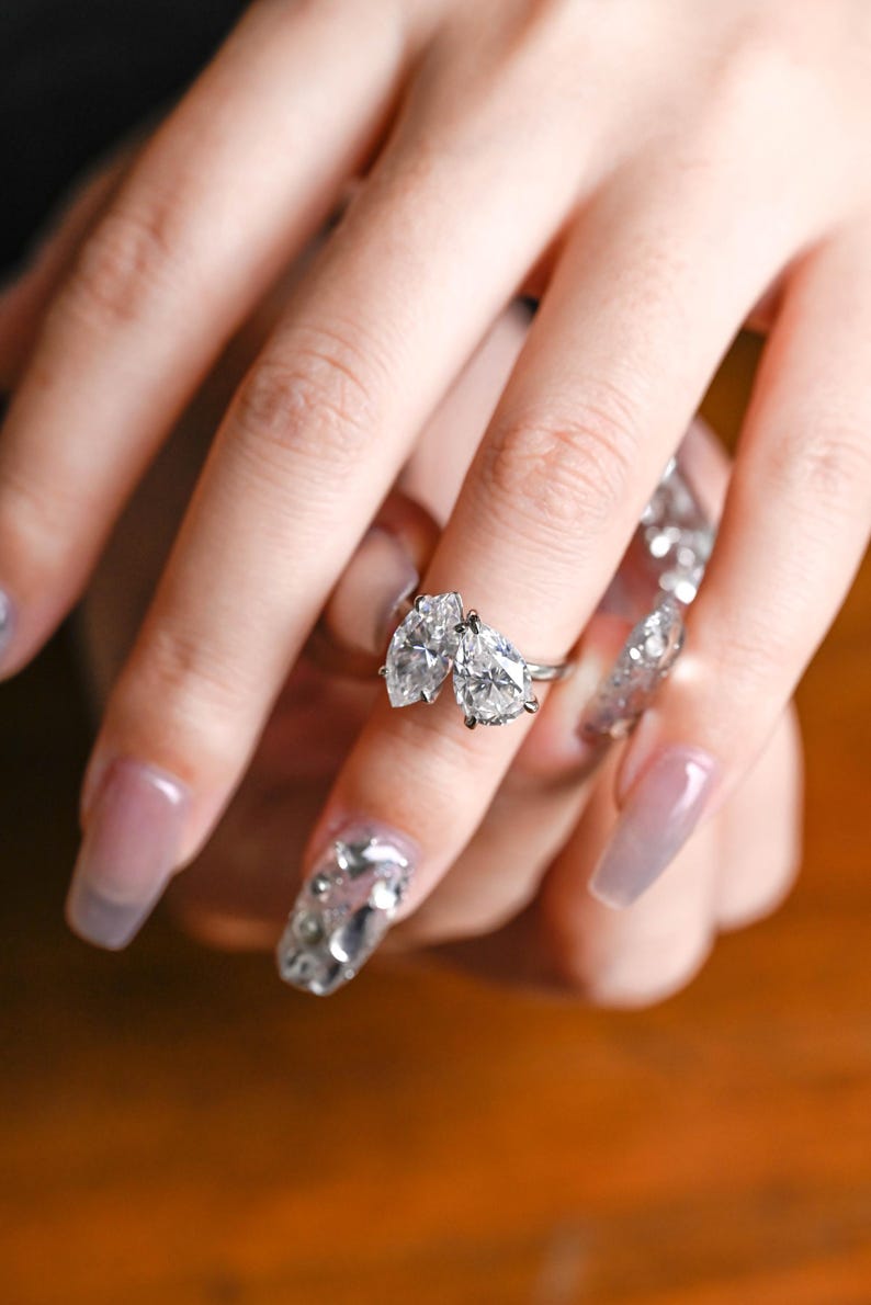 Marquise Cut Cluster Styled Lab Grown Diamond Engagement Ring