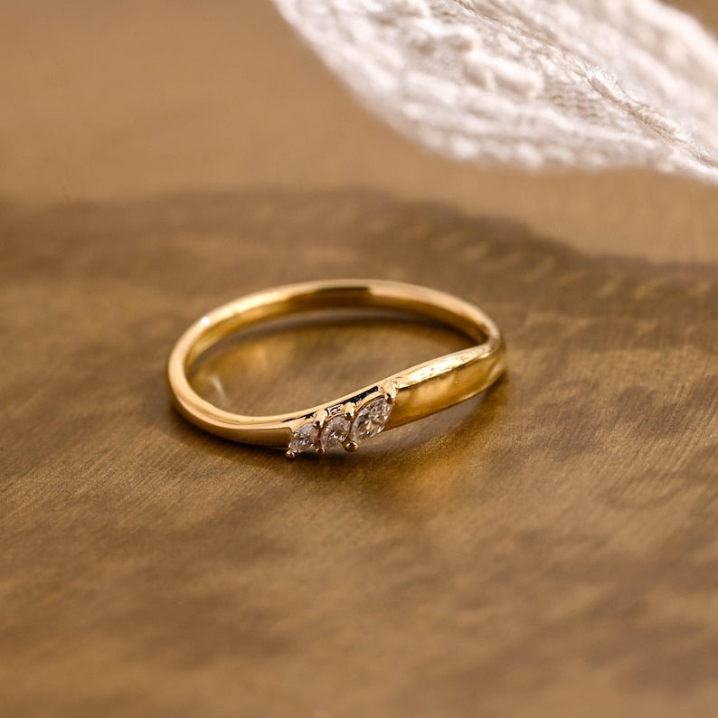 Marquise Cut Cluster Styled Lab Grown Wedding Band